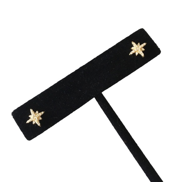 new Pave Cubic Zirconia Polaris Stud Earrings ❉ 14KT Gold Plate Sterling Silver - Picture 10 of 16